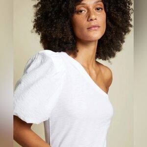 Nation LTD - Raina Balloon Sleeve One Shoulder Tee in White Womens Size Small